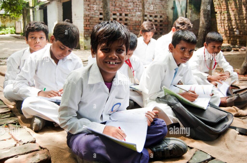 Overview indian rural children group students classroom study ed3exc